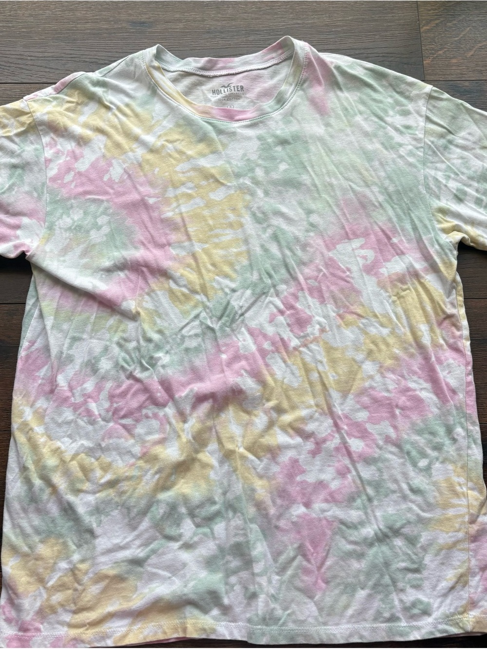 Hollister Pastel Tie-Dye Short Sleeve Crew Tee in Pink, Yellow & Mint